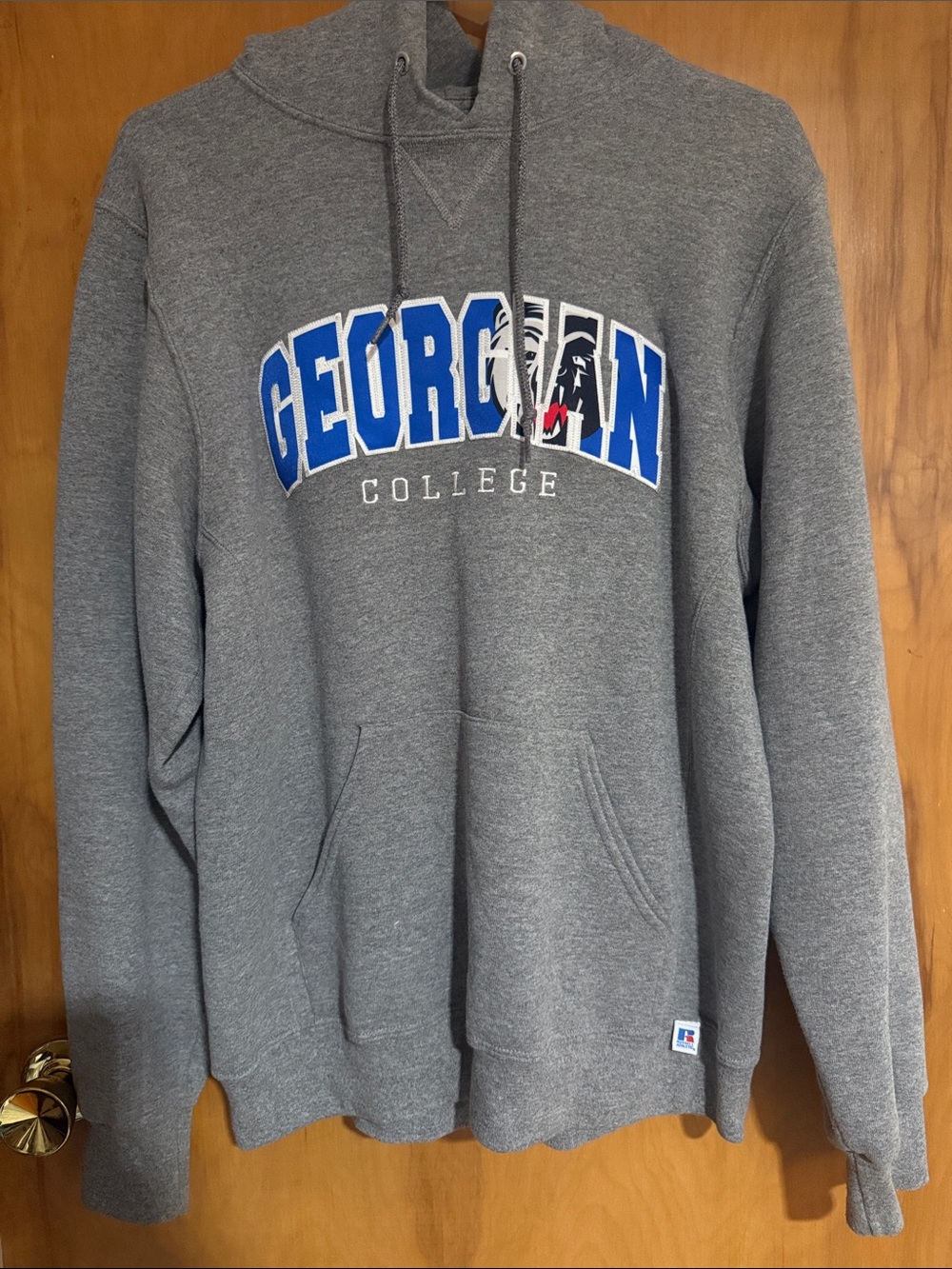 Gray Hoodie with Blue Georgian College Hoodie